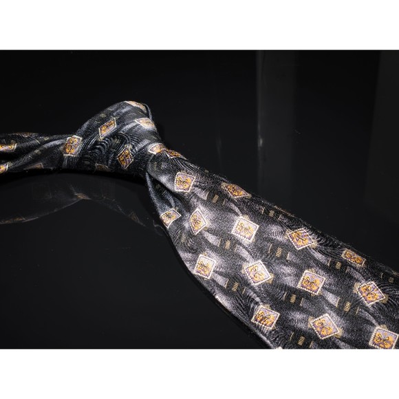 Robert Talbott Best of Class Charcoal Purple Foulard 100% Silk Designer Tie XL - Picture 1 of 5